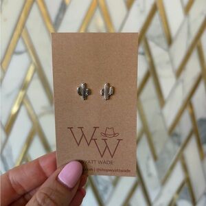 Sterling Silver Cactus Stud Earrings